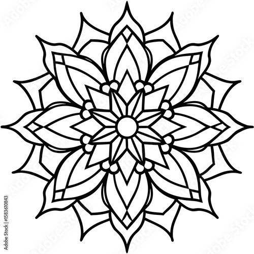 Elegant Mandala Line Art Ornament Vector
