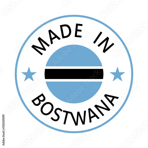 Free Download Botswana Made in Stamp in circle with flag Vector template on white background - GFXLoad