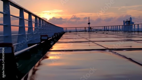 Sunrise over the ship's deck
