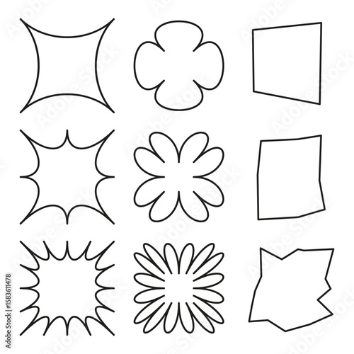 Vector frames collection. Organic border shapes. Curvy decorative elements. Outline irregular contours