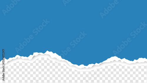 Blue Torn Paper on Transparent Background