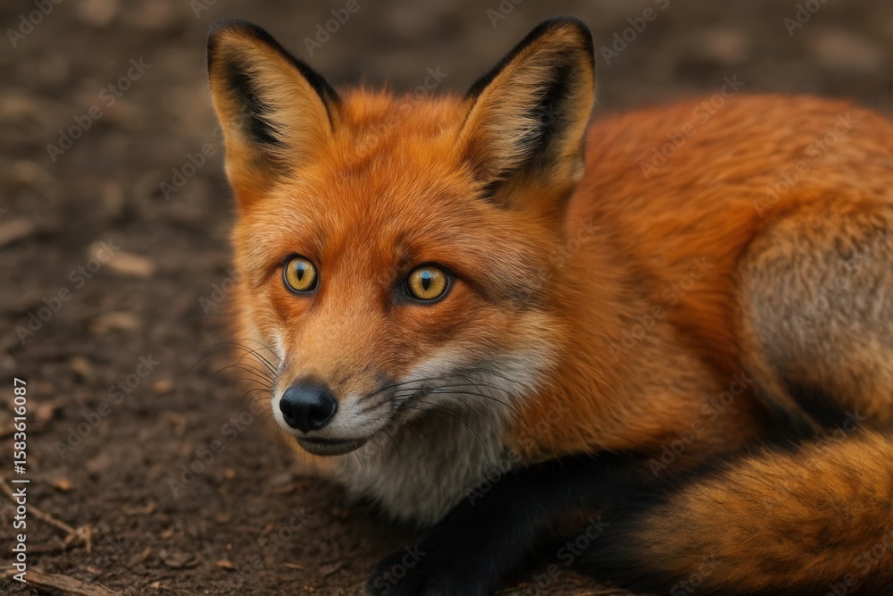 Obraz premium A red fox gazes into the distance, its eyes reflecting a world unseen