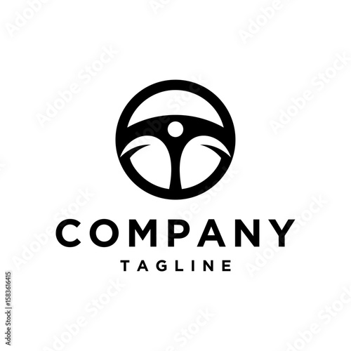 Car steering wheel automotive logo design