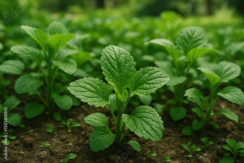 Wallpaper Mural A Close-Up of Thriving Seedlings in a Vibrant Garden Bed Torontodigital.ca