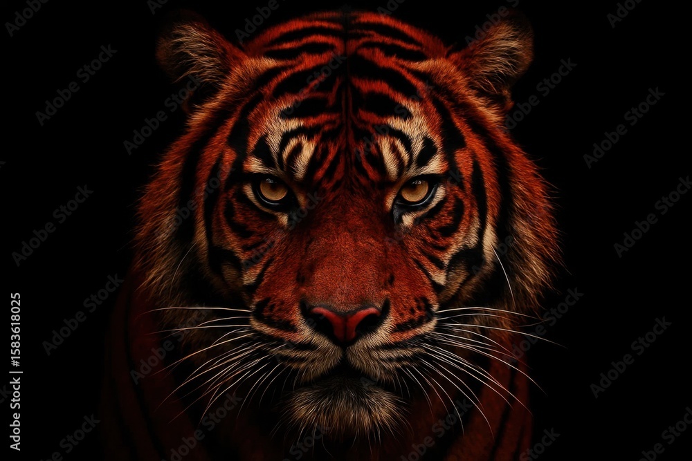 Fototapeta premium A tiger's portrait in the shadows