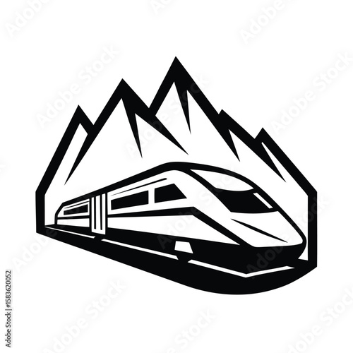 bullet train rushing through snowy mountain landscape
