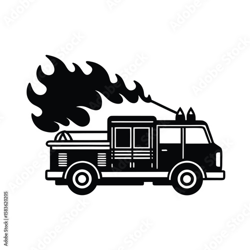 firetruck extinguishing flames emergency rescue