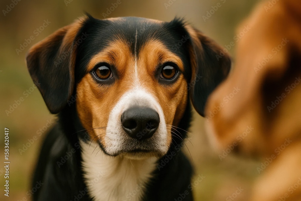 A black and tan dog gazes intently into the distance A black and tan dog gazes intently into the distance