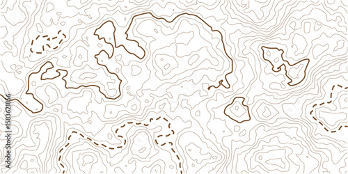 Geographic line map with elevation assignments. Contour background geographic grid. Topographic map background.