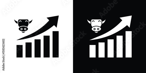 Bull market icon. Simple high quality pictogram. Modern solid style