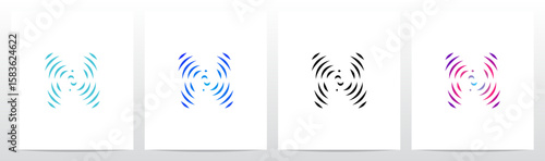 Ripples Echoes Curves Lines Strokes Initial Letter Logo Design N
