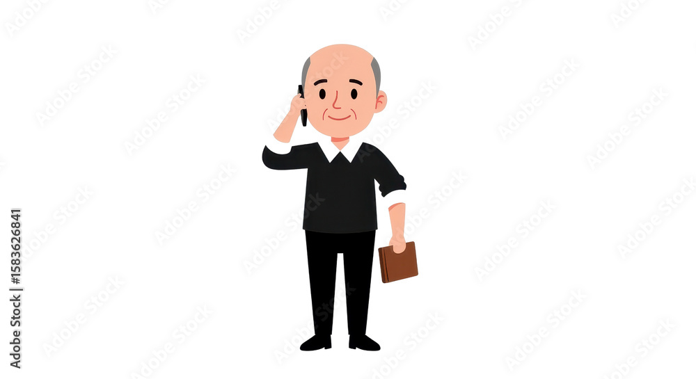 Businessman Talking on Phone, Office, Illustration, Professional Environment, Friendly Viewpoint Businessman Talking on Phone, Office, Illustration, Professional Environment, Friendly Viewpoint