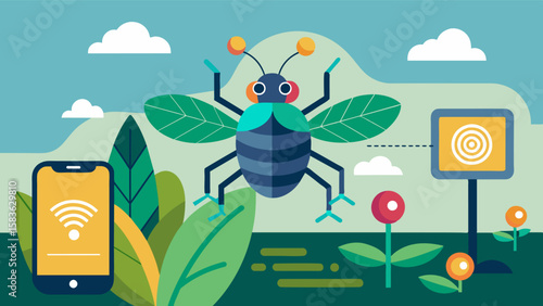An AIpowered pest management system that utilizes predictive modeling to prevent infestation and minimize crop damage leading to higher yields.. Vector illustration