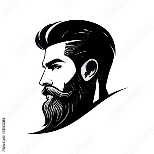 Professional barber silhouette icon vector set featuring male and female styles, beard trimming tools, hairdressing equipment, and grooming essentials in modern minimal design

