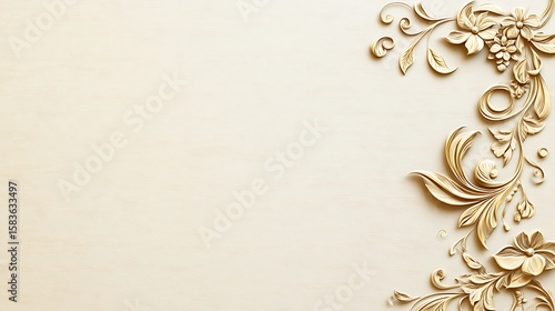 Ornate gold floral border on light beige background