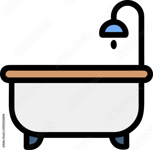 bathtub vector icon on white or transparent background. plumbing tools. Editable and Printable sticker.