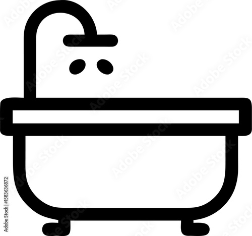 bathtub pictogram vector icon on white or transparent background. plumbing tools. Editable and Printable sticker.