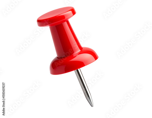  “Dynamic Red Push Pin in Flying Motion, 3D Render on Transparent”.