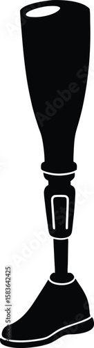 Stylized representation of a prosthetic leg in a bold silhouette