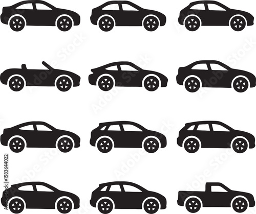 Vector Silhouettes of Various Car Types and Automobile Bodies