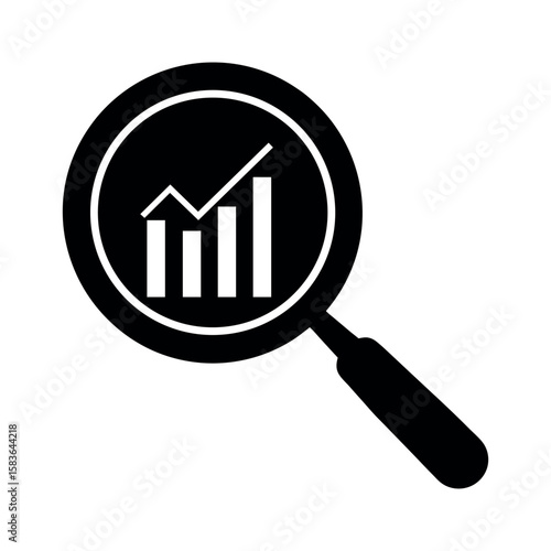 Magnifying Glass with Chart Icon Vector Illustration