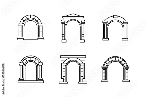 entrance arch line art vector illustration