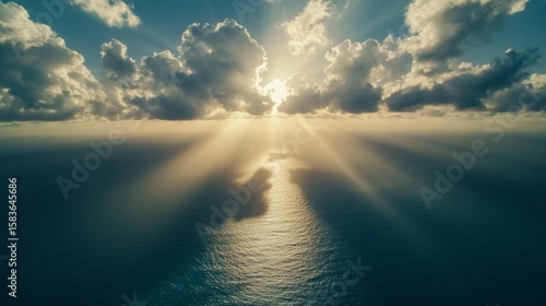 Fototapeta Naklejka Na Ścianę i Meble -  Swirling clouds over the ocean aerial photography dramatic landscape serene environment sky view nature concept