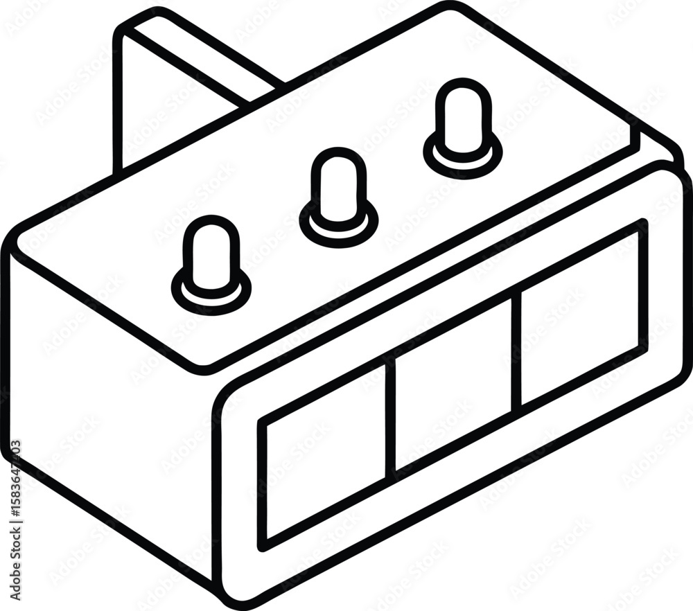 Fototapeta premium Flat Fuse Box Icon with Switches in Outline Style