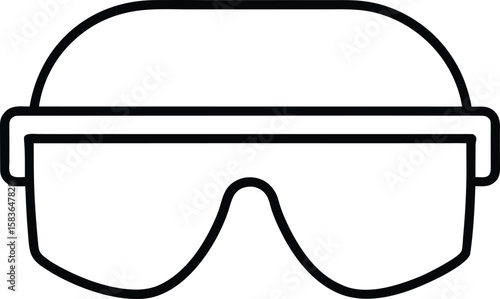 Flat Linear Icon of Carpenter's Safety Goggles Outline