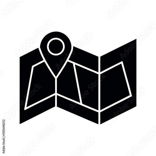 Paper Map Outline with Fold Vector Illustration