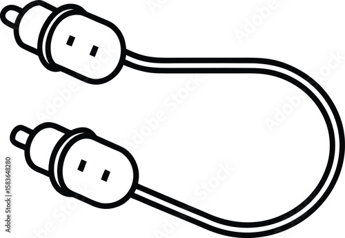 Flat Outline of an Extension Cord with Multiple Sockets