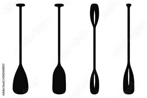 Canoeing and kayaking paddle icon set for travel and adventure graphics.