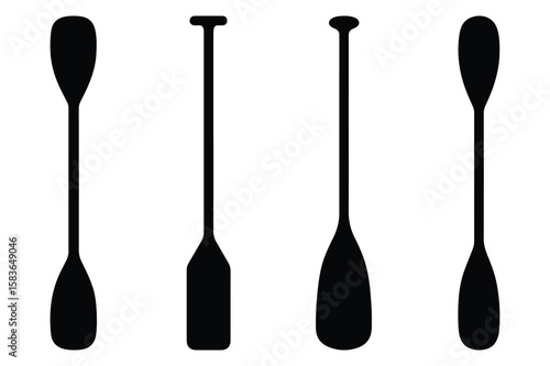 Set of paddle icons for boating, rafting and water sports projects.