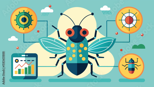 An AIenhanced pest identification system that uses machine learning algorithms to accurately identify and categorize pests facilitating targeted and effective control ods.. Vector illustration