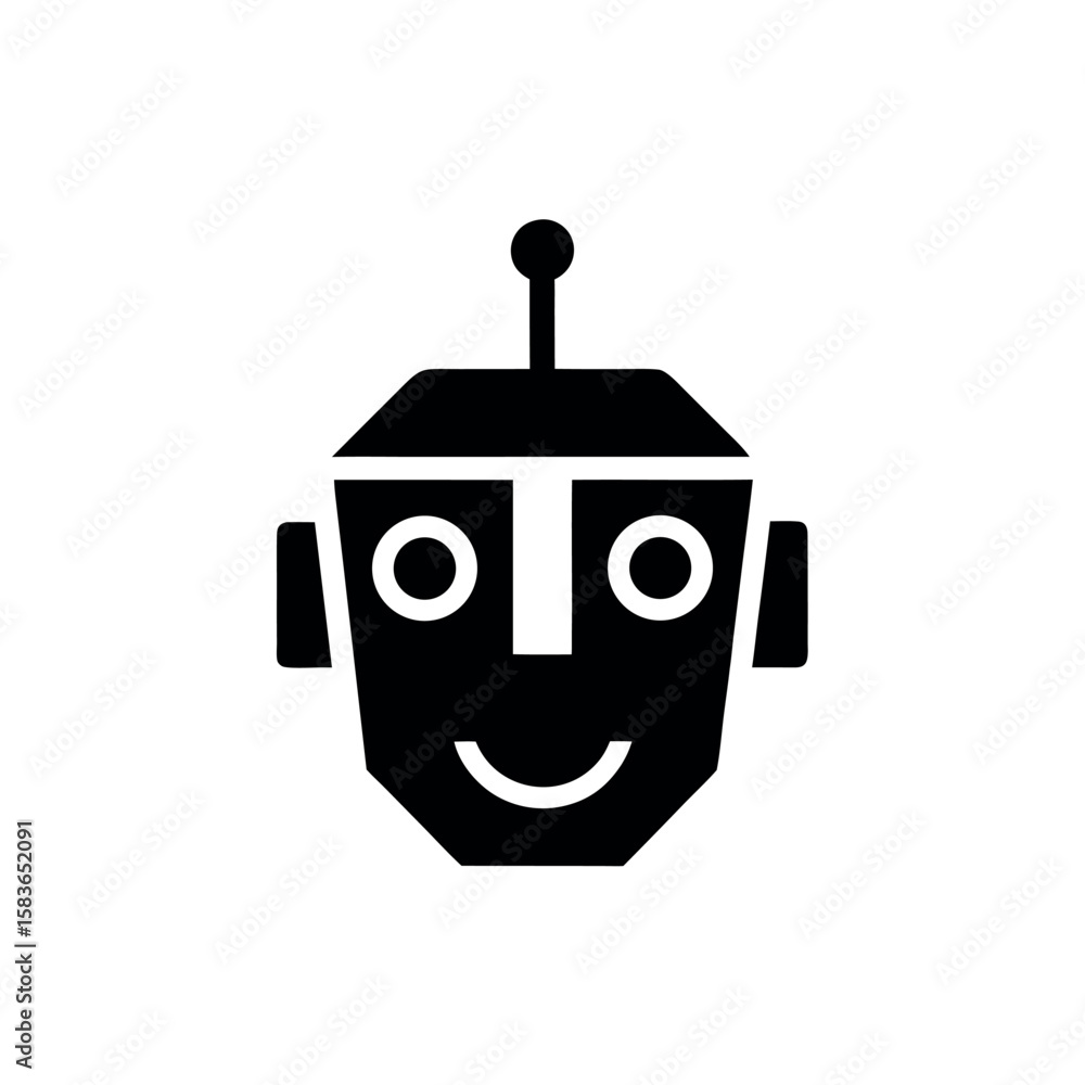 Fototapeta premium Robot Face Logo Icon Vector Illustration