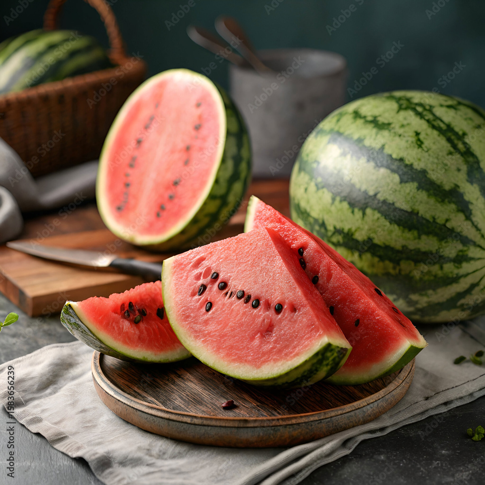 close up delicious watermelon on the table close up delicious watermelon on the table