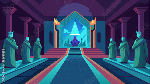 In the great hall of the palace a holographic projection showed the digital reconstruction of the throne room transporting visitors back in time and allowing them to experience the. Vector