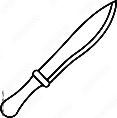 Monochrome Outline of a Wood Carving Gouge with Curved Blade