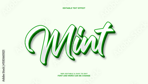 Mint text effect with editable 3d style