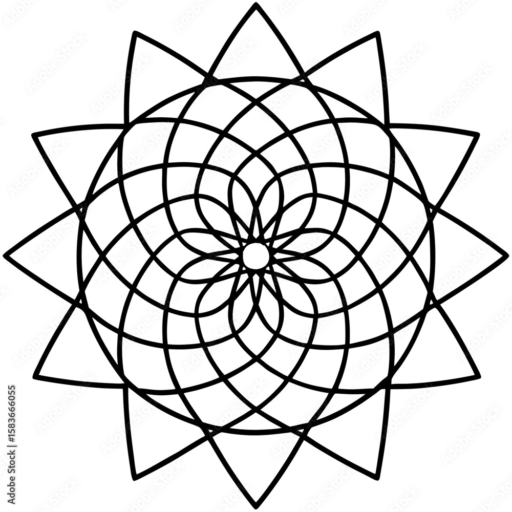 Obraz premium Geometric Mandala Minimalist Line Art Design