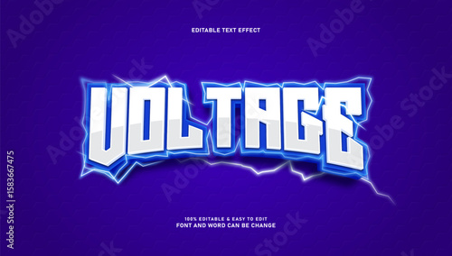 Volt text effect with editable electric voltage font style