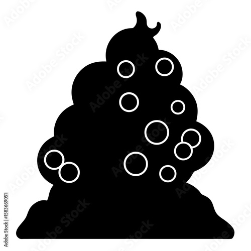 Black silhouette of a cluster of barnacles attached to a surface isolated on white background