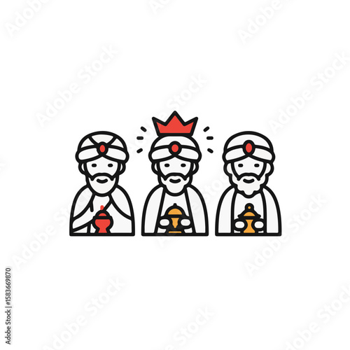 Three Wise Men bearing gifts.