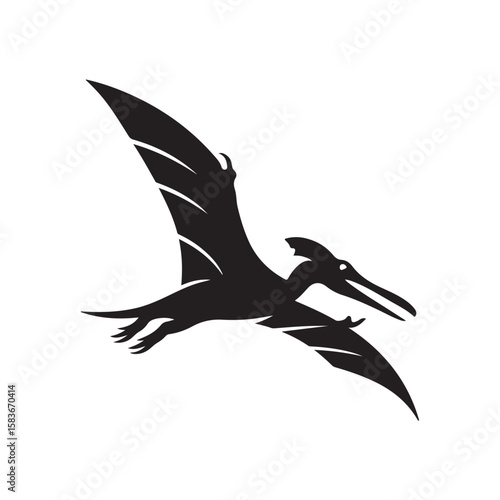 Flying Pterodactyl Dinosaur Silhouette for Prehistoric and Jurassic Themes