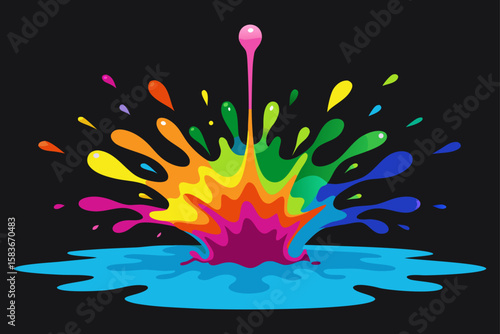 Colorful liquid splash explosion bright