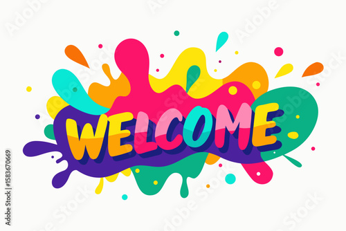 Colorful welcome splash text lettering