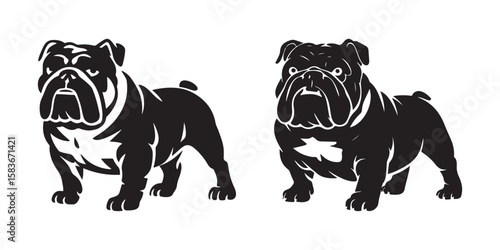 Muscular English Bulldog Silhouettes for Dog Lovers and Breed Enthusiasts