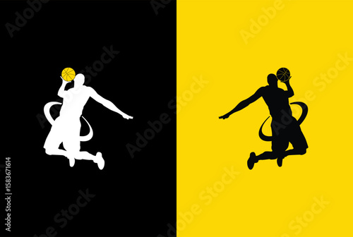 Basketball Players Silhouettes in Action	