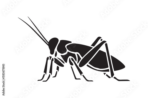 Cricket Insect Silhouette Design for Nature and Entomology Enthusiasts