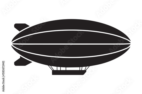 Blimp or Airship Silhouette Design for Aviation and Sky Travel